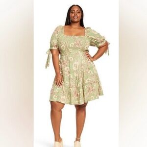 Floral Green and Brown Dress